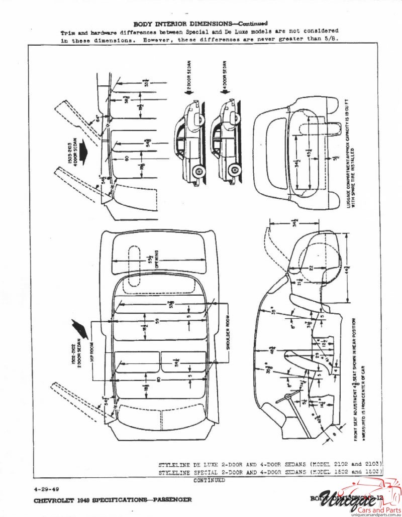 1949 Chevrolet Specifications Page 9
